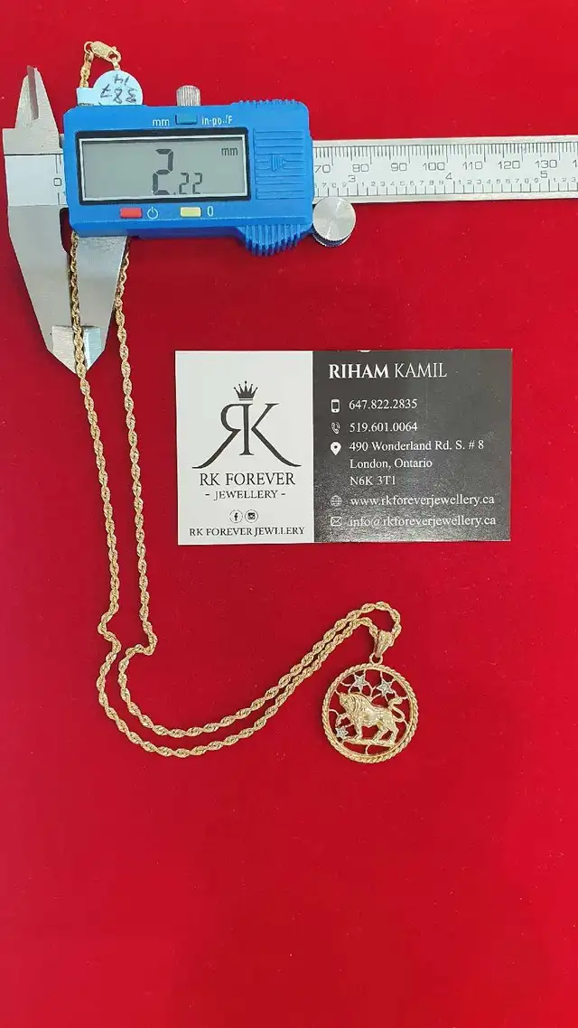 14k yellow gold chain & pendant # 387_16 - Photo 8