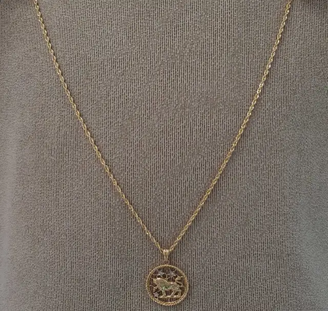 14k yellow gold chain & pendant # 387_16 - Photo 9