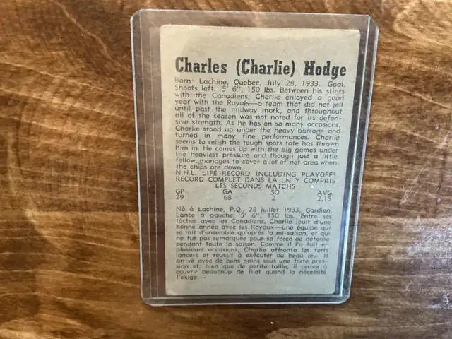 1958-59 PARKHURST CHARLIE HODGE Hockey Card # 5 ! - Photo 3