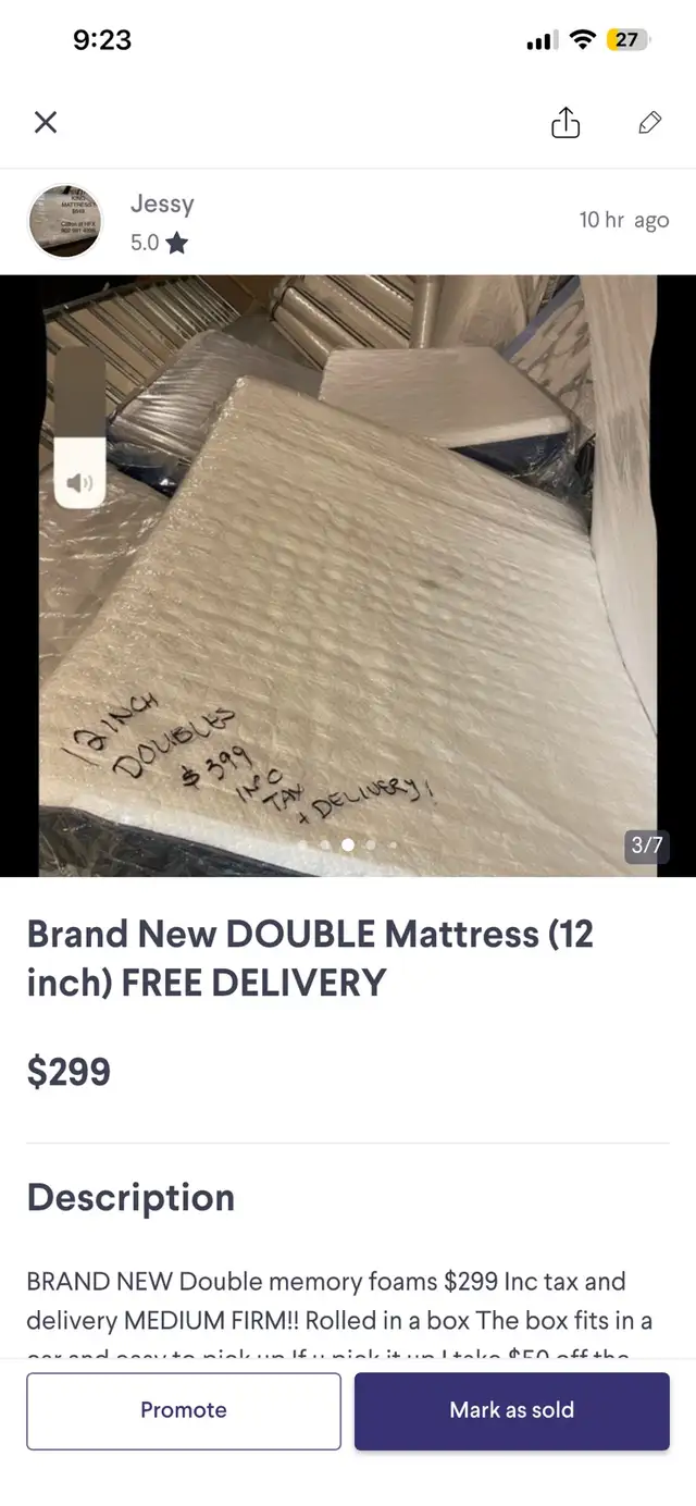 Brand New DOUBLE Mattress (12 inch) $299 Platform $99 Delivery - Photo 2
