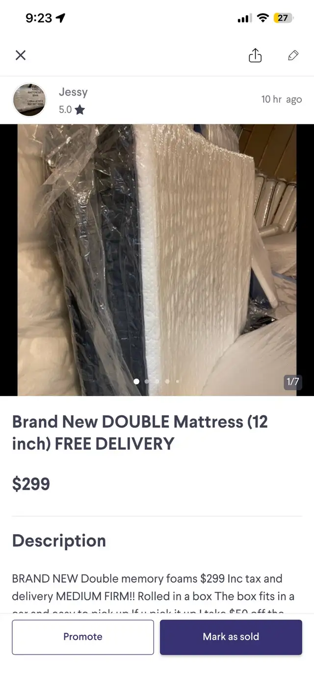 Brand New DOUBLE Mattress (12 inch) $299 Platform $99 Delivery - Photo 3