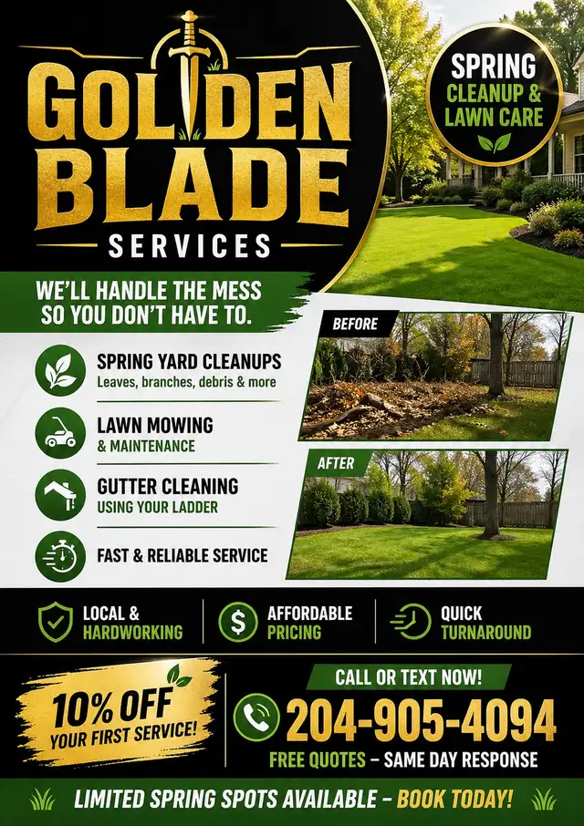 Spring Yard Cleanup & Lawn Care – (Winnipeg & A