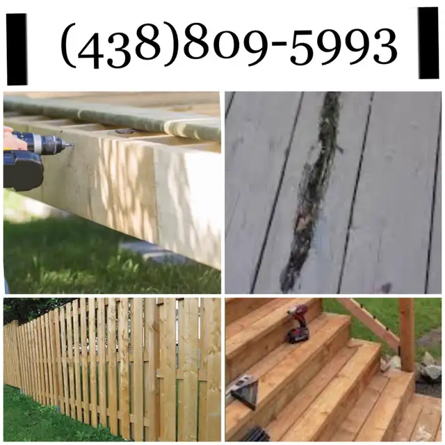 réparation planche patio,escalier,clôture,fabrication terasse