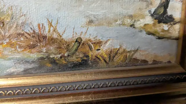 Dutch Winter scene original painting mid 20th century - Photo 3