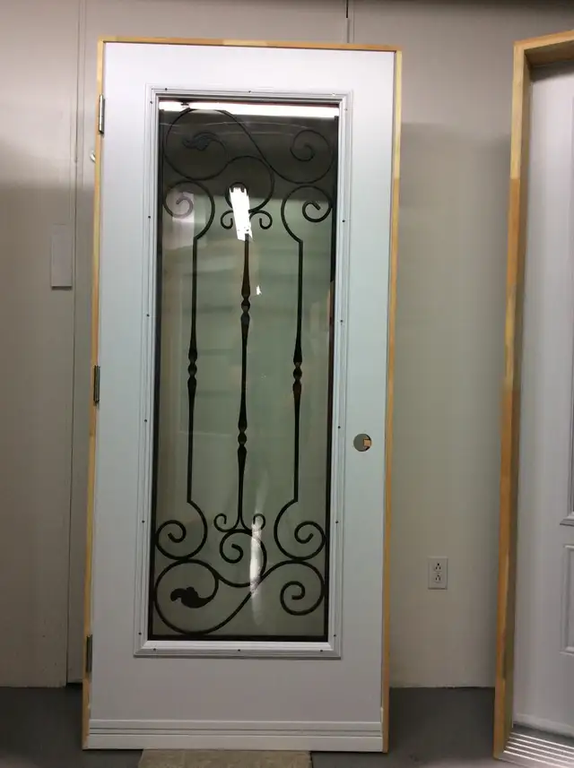 1171PA Porte d’acier 34″D Blanche Vitrail ornemental clair 23×65 - Photo 2