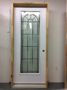 1195PA Porte d’acier 34″G Blanche Vitrail tige patiné 21×65