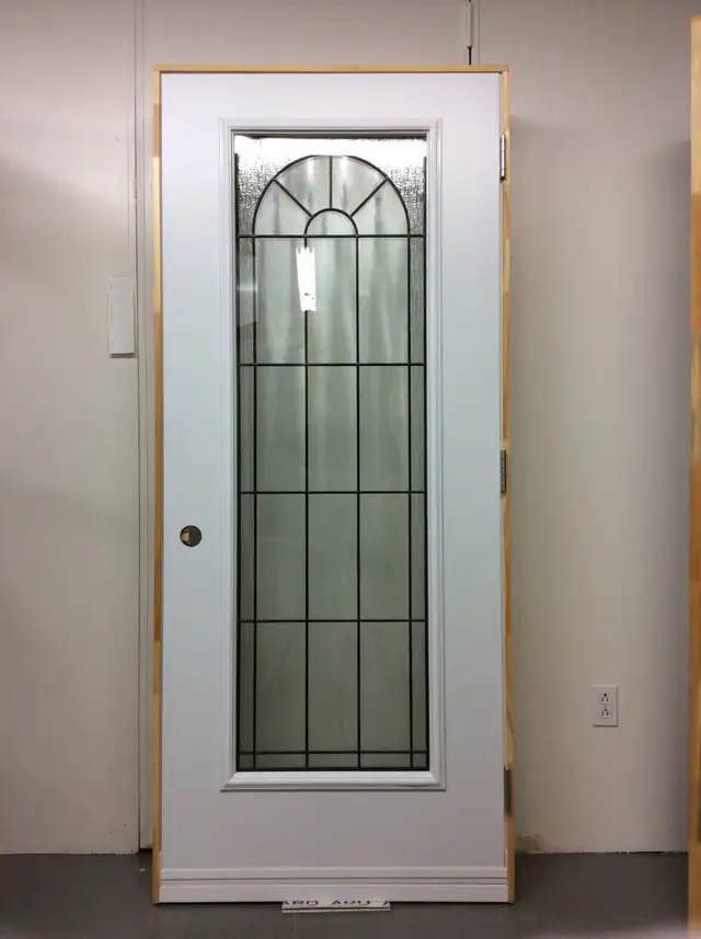 1195PA Porte d’acier 34″G Blanche Vitrail tige patiné 21×65 - Photo 2