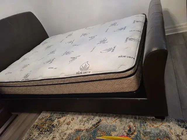 Leather Bed looks new $250 with box - Photo 7