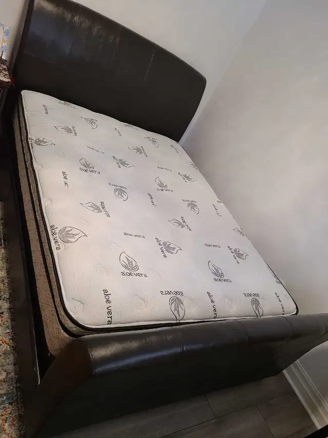 Leather Bed looks new $250 with box - Photo 9