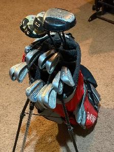 Ping eye-2 golf clubs. Black dot, irons, woods and bag.