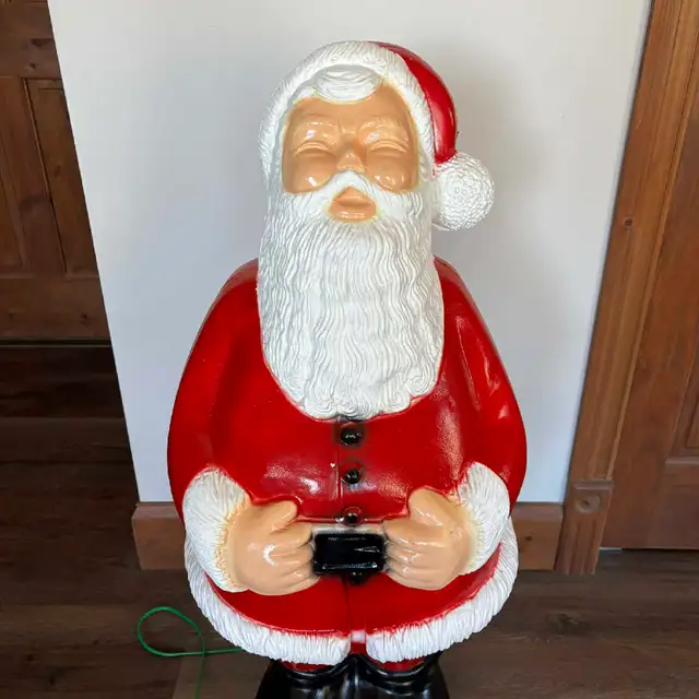 Père Noël illuminé vintage en plastique blow mold - Photo 3
