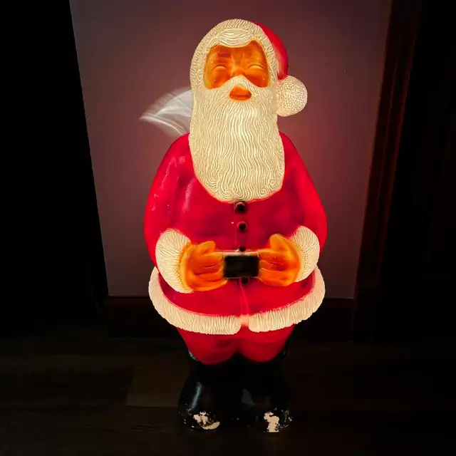 Père Noël illuminé vintage en plastique blow mold - Photo 4
