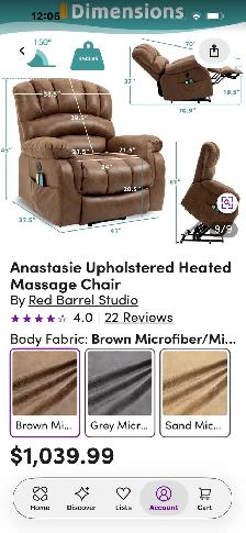 Like New! Pair of Deluxe Power Lift Recliners – Heat & Massage - Photo 8