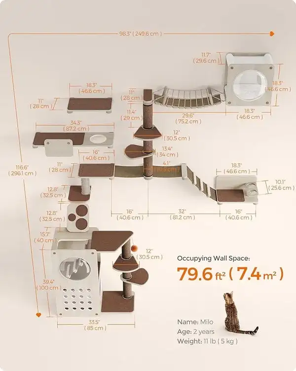 Brand New 10-Piece Wall-Mounted Cat Tree Special Selling $159 - Photo 2