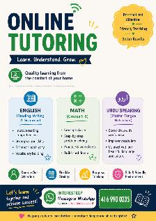 Expert Online Tutoring – English, Math and Urdu