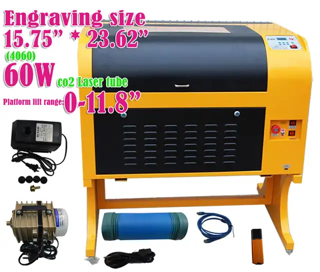 60W 4060 CO2 Laser Engraving Cut Machine Water cooling 130065