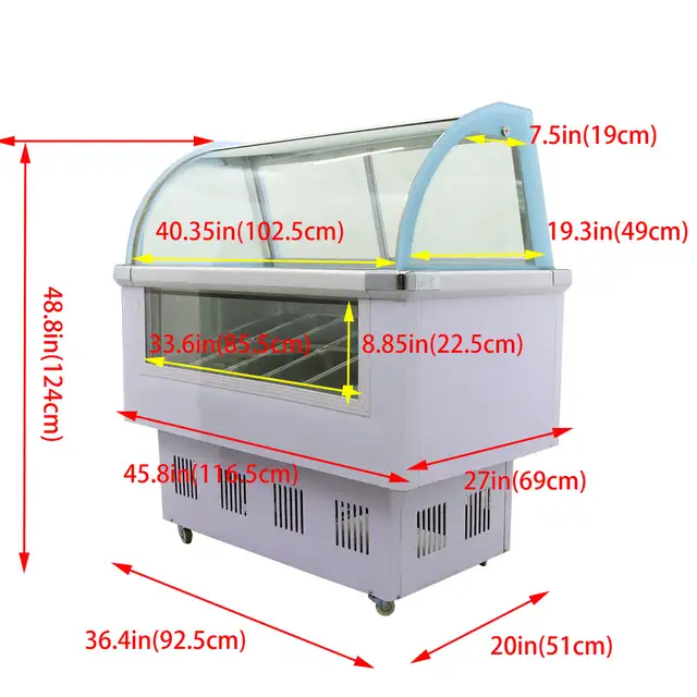 12 Pan Hard Ice Cream Refrigerator Gelato Showcase Cabinet210041 - Photo 2