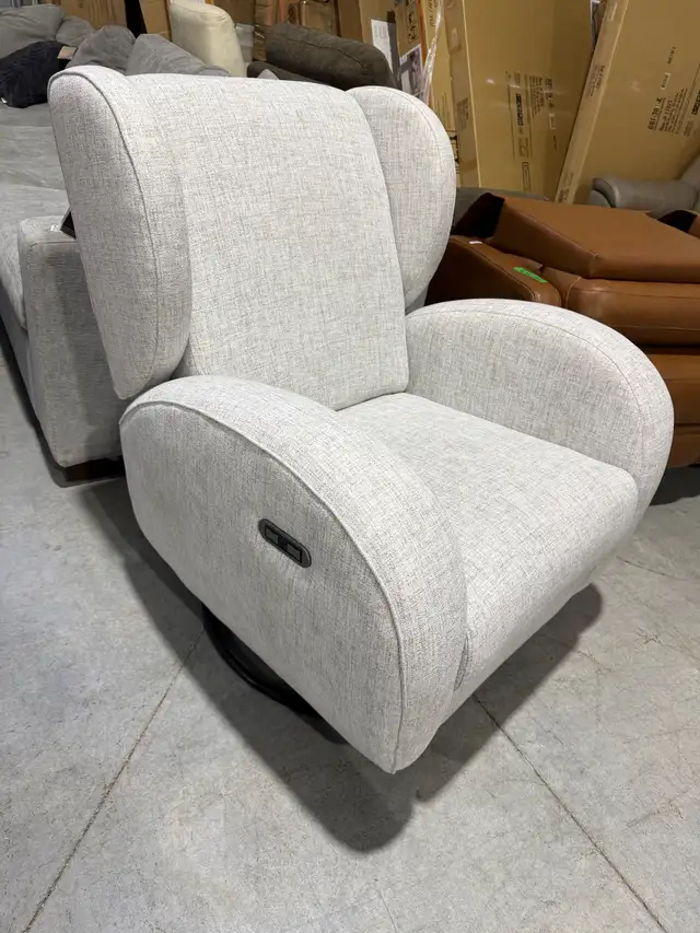 Fabric swivel rocker power recliner