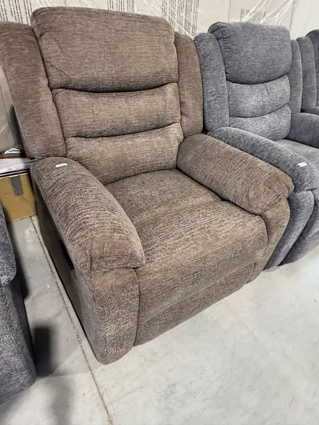 Brown fabric rocker manual recliner