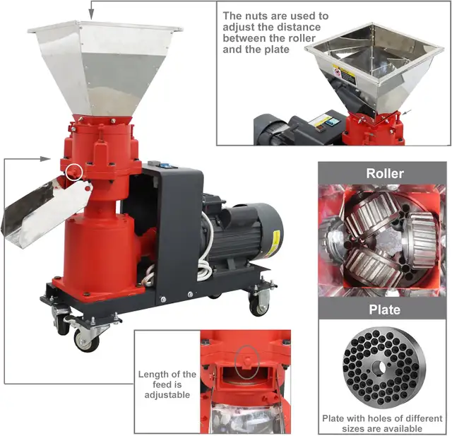 8mm Feed Pellet Mill Machine 3 Head Rollers Square Inlet 238001 - Photo 9