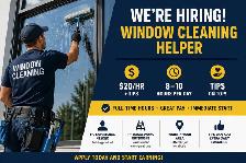 Window Cleaning Helper – $20/hr   Tips (Full-Time Hours)