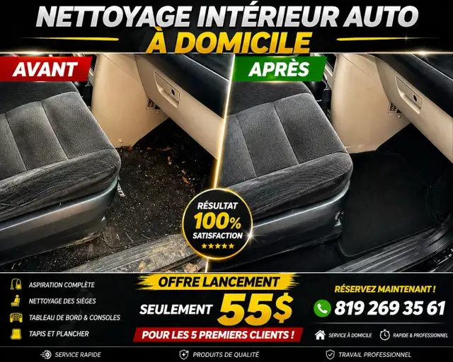 NETTOYAGE INTÉRIEUR AUTO À DOMICILE
