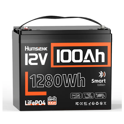 Humsienk 12V 100Ah Group 24 LiFePO4 Battery Drop-in Replacement
