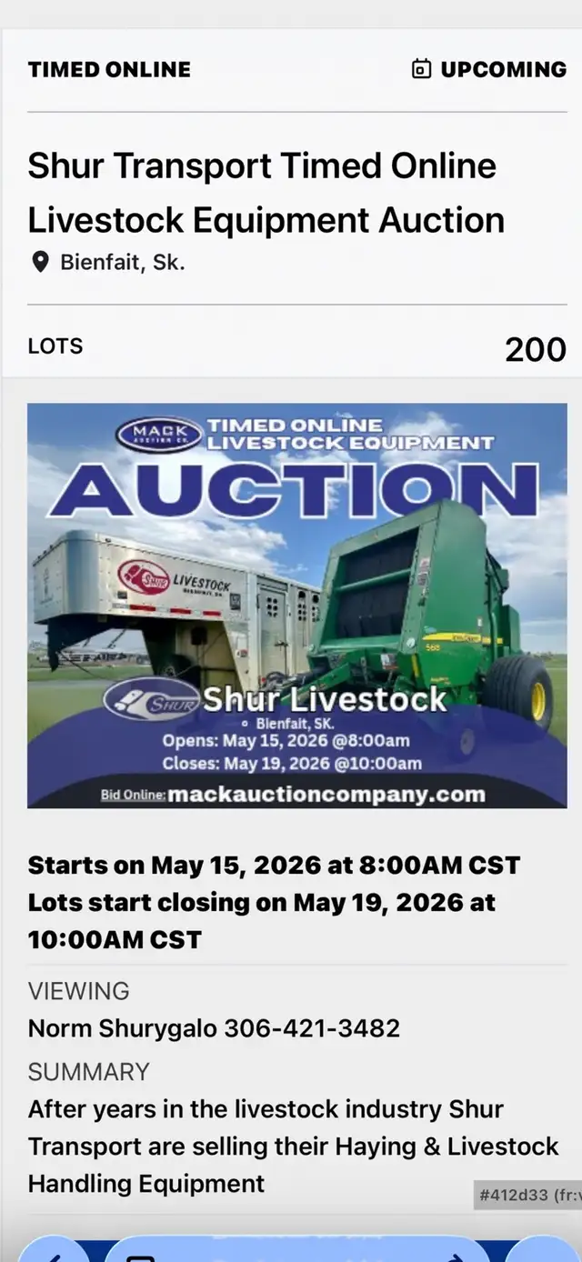 Ranchers Livestock Equipment Auction