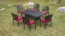 Brand New 7-Piece Aluminum Patio Dining Set with BBQ Table $1699