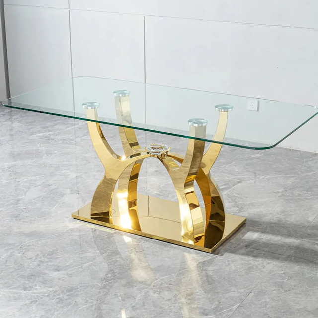 New Dining Table Set With Leather Upholstered Chair Beige /Gold - Photo 3