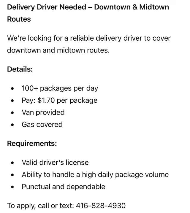 Driver for downtown
