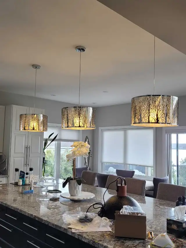 3 Metal Etched Pendant Lights