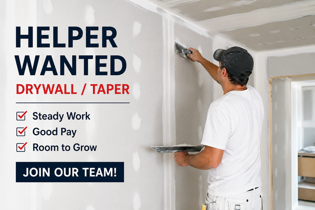 ️ Drywall Helper / Taper Assistant Wanted (West Island / Montr
