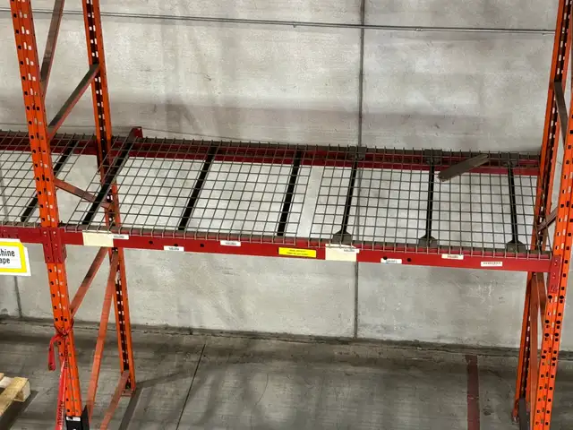 Used wire mesh decks for warehouse pallet rack 42' x 46'
