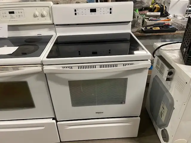 Cuisinière blanche vitrocéramique convection Whirlpool