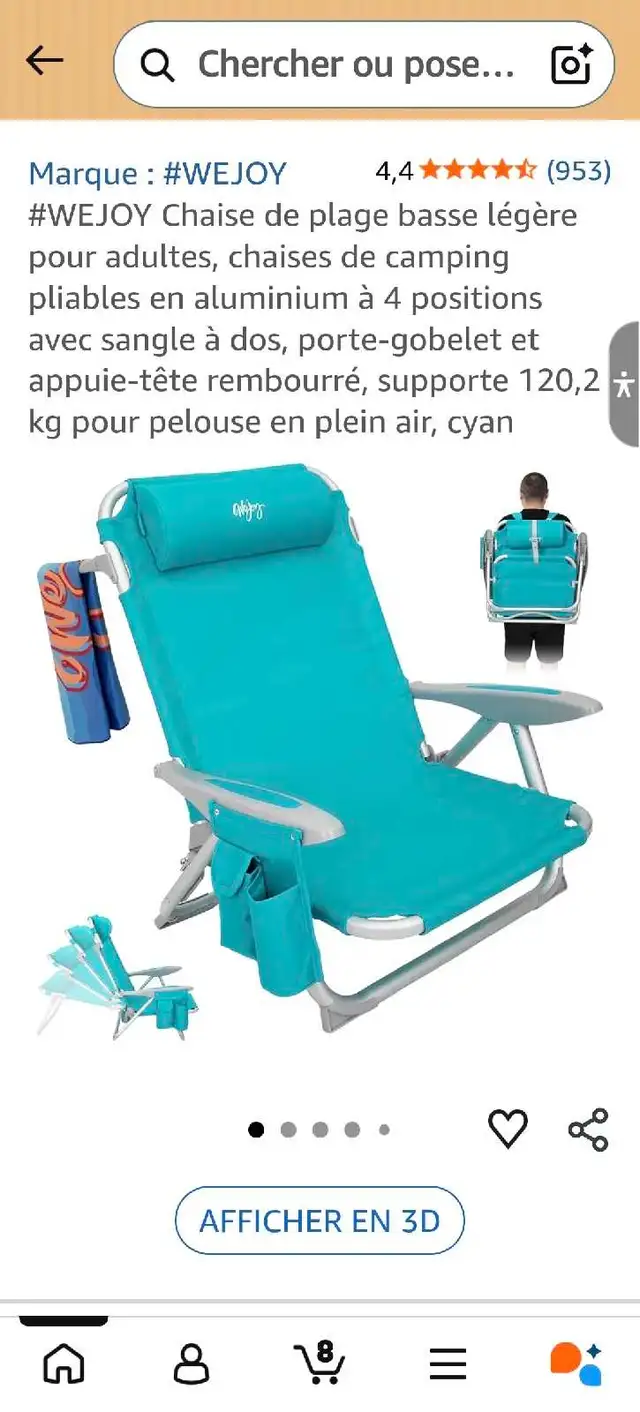 Chaise de plage pliable - Photo 8