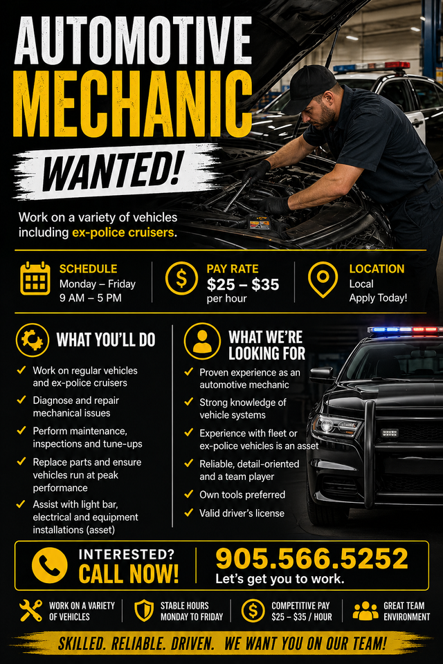 Hiring Auto Car Mechanic - Start ASAP