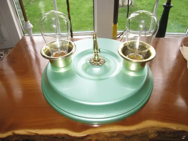 VINTAGE ANTIQUE FLUSH MOUNT CEILING TWIN LIGHT FIXTURE - Photo 2