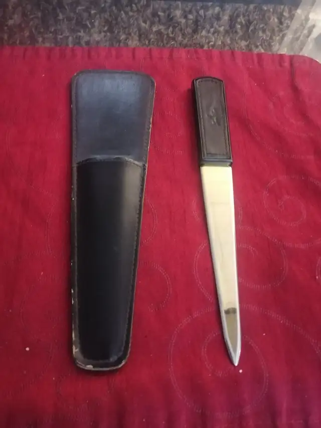 Letter opener with leather case