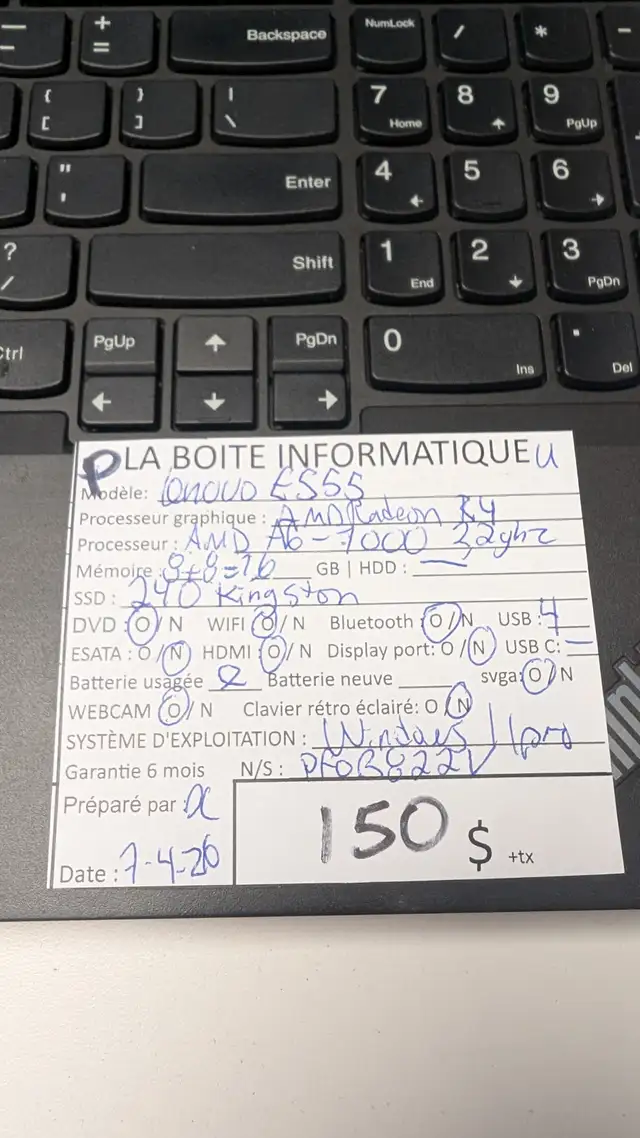 Lenovo ThinkPad E555 15,6' AMD A6-7000 | 16Go DDR4 SSD 240Go - Photo 4