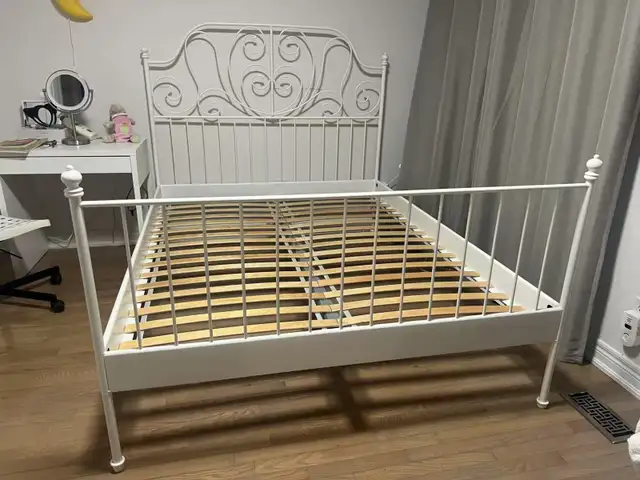 Ikea White Metal Queen Bed - Photo 2