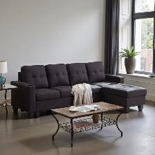 Sale New 2 Pc Reversible Sectional Sofa - Black in Faux Leather