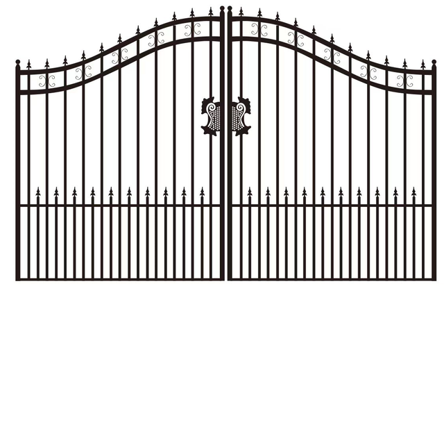 14FT Decorative Iron Gate w/ Arrow Art