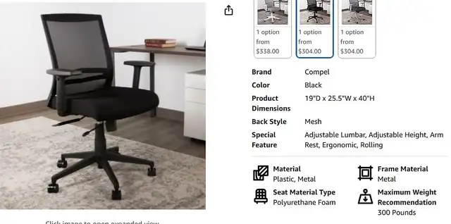 Compel Derby Mid Back Adjustable Ergonomic Mesh Task Office Desk - Photo 5