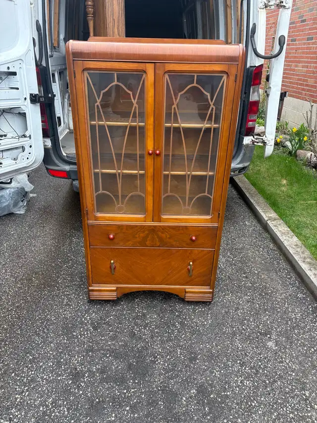 Free delivery antique Vintage Wooden Display Cabinet - Photo 2
