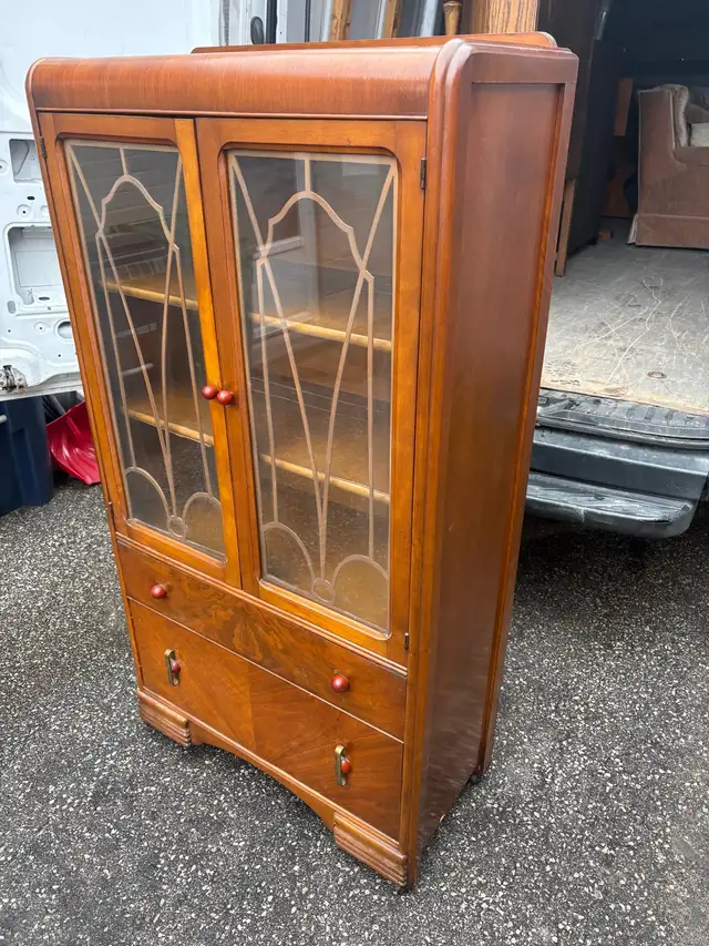Free delivery antique Vintage Wooden Display Cabinet - Photo 7