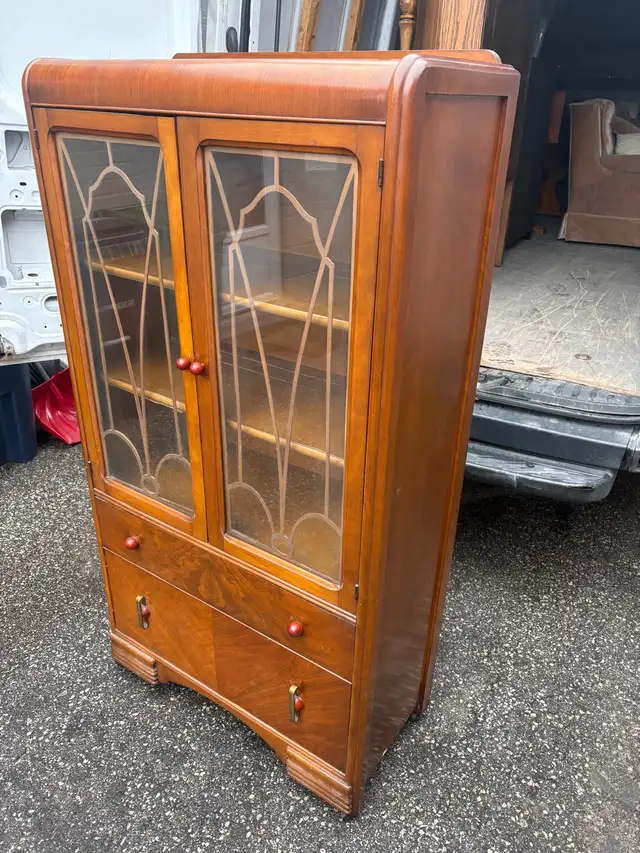 Free delivery antique Vintage Wooden Display Cabinet - Photo 8