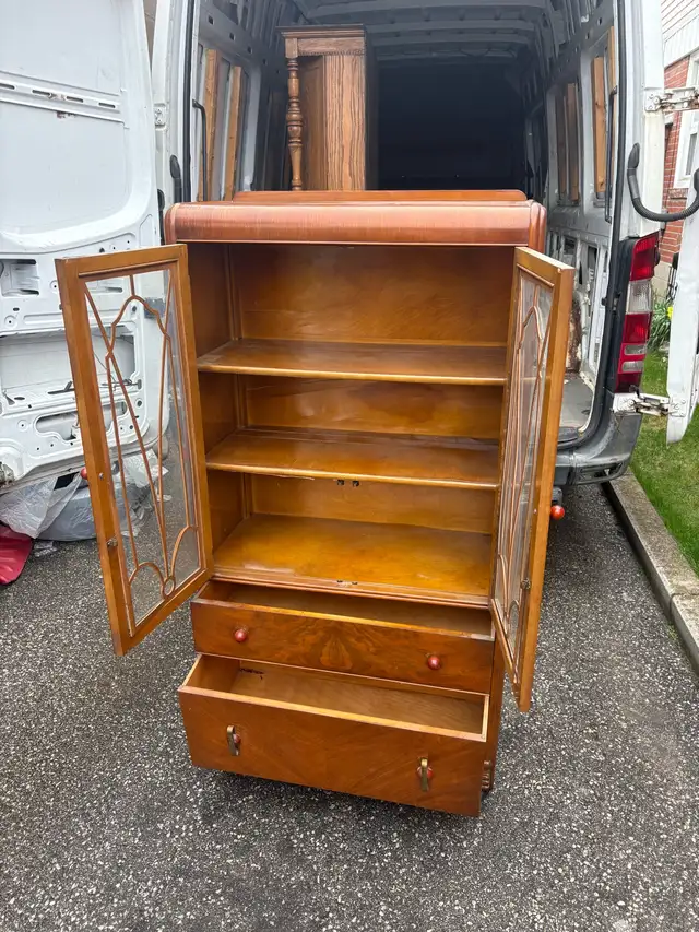 Free delivery antique Vintage Wooden Display Cabinet - Photo 9
