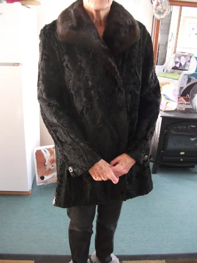 1960'S PERSIAN LAMB COAT WITH A WILD MINK COLLAR - Photo 2