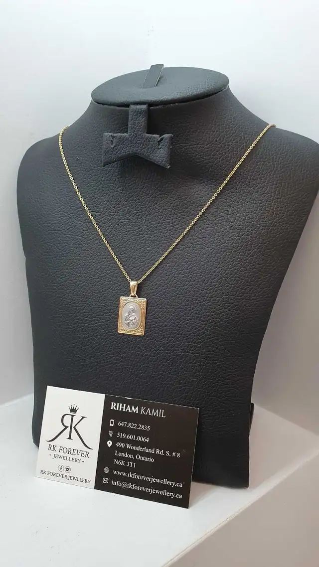 14k yellow gold chain & pendant # 388_14 - Photo 2